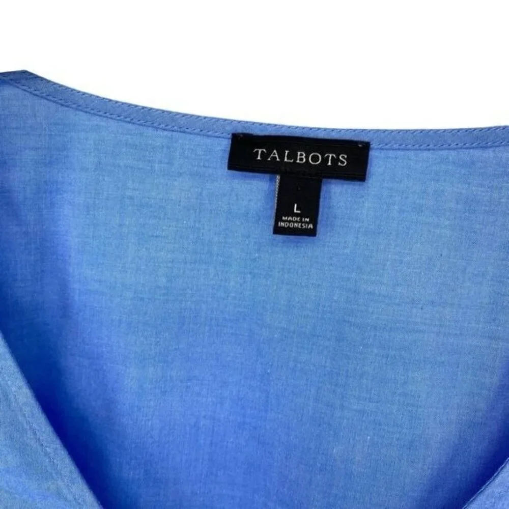 Talbots Eyelet Cotton Blue Chambray Top Size Large - Picture 5 of 9